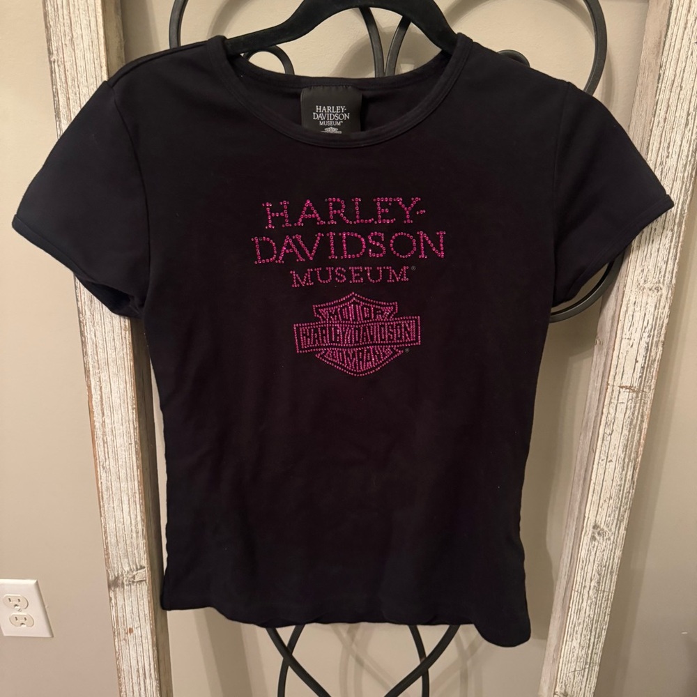 Harley-Davidson Museum‎ Black Rhinestone Logo Women’s T-Shirt M
